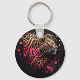 Chaveiro Arte de Grafite de Amor Coração de Leopardo       
