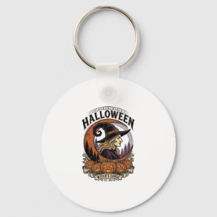 Chaveiro Arte de Gravura de Lua de Abóbora de Halloween de 