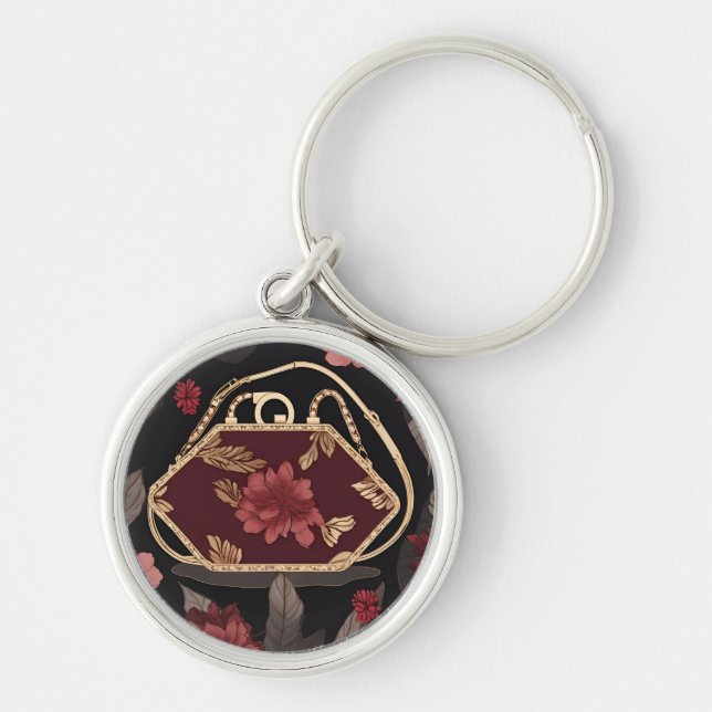 Chaveiro arte de IA Burgundy Gold (Frente)