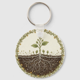 Chaveiro Arte de ilustração da natureza com planta botânica