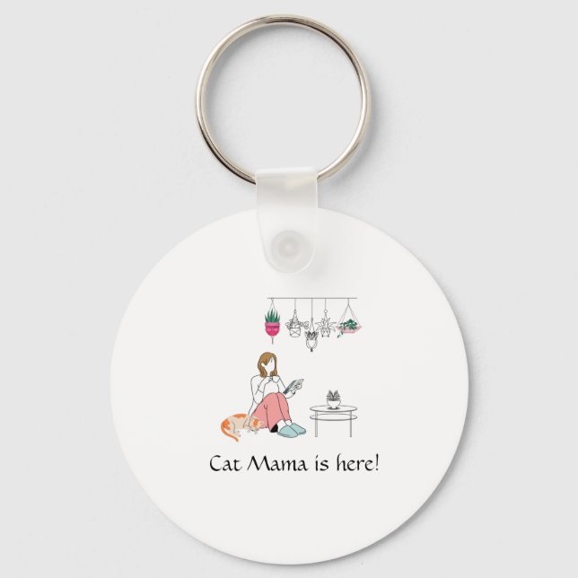 Chaveiro Arte de Linha de Menina Botânica Personalizada (Frente)