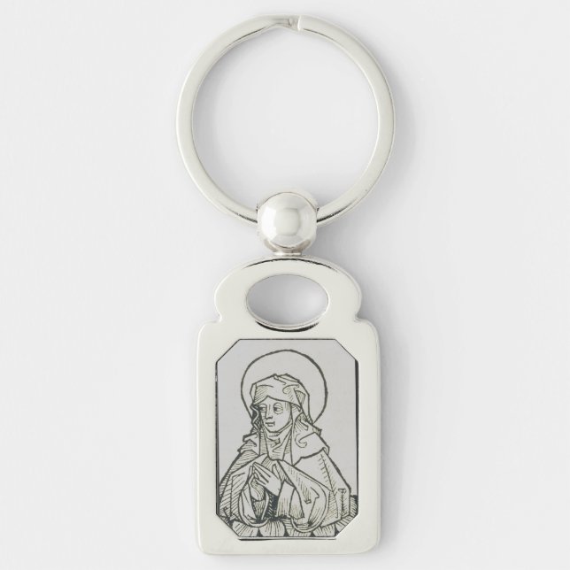 Chaveiro Arte de Linha Minimalista Medieval de Santa Mônica (Frente)