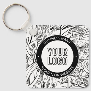 Chaveiro Arte de Linha Moderna & Seu Logotipo com Texto Edi