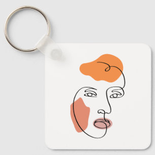 Chaveiro Arte de Linha Retraição Mínima Abstrato