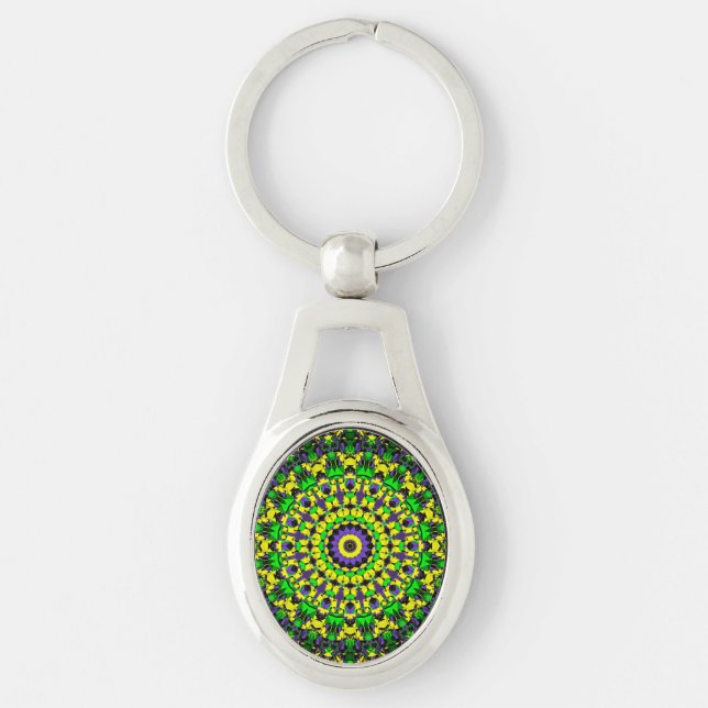 Chaveiro Arte de Mandala Colorido Groovy Retro Hippie Tripp (Frente)