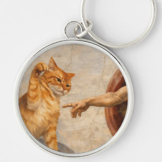 Chaveiro Arte de Meme de Gato Engraçado Criação de Adão com
