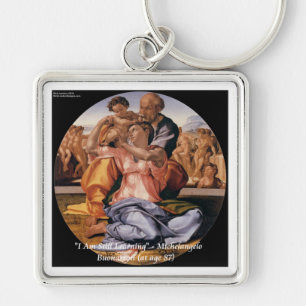 Chaveiro Arte de Michelangelo e famosa citação "Aprendendo"
