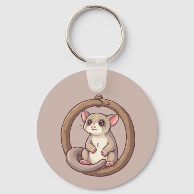 Chaveiro Arte de Ornamento Fofo de Sugar Glider (Frente)