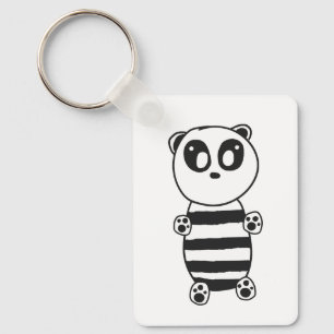 Chaveiro Arte de Panda Preto e Branco Divertida