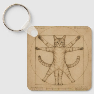 Chaveiro Arte de Paródia do Renascimento do Gato Vitruviano