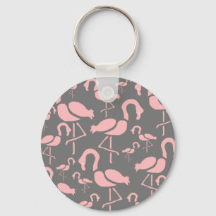 Chaveiro Arte de pássaros Rosa e Flamingo