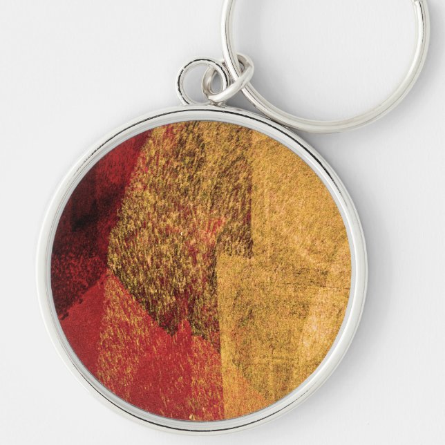 Chaveiro Arte de pincel abstrato de tinta preta de cor amar (Frente)