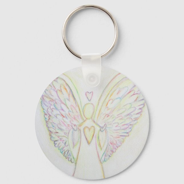 Chaveiro Arte de Pingente de Chave de Anjo de Luz Branca Co (Frente)