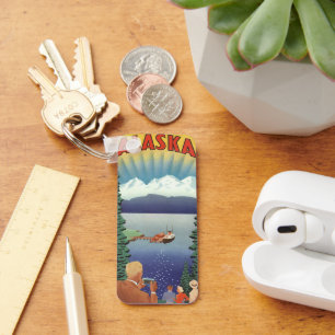 Chaveiro Arte de Poster de Viagem do Alasca Antigo, Paisage