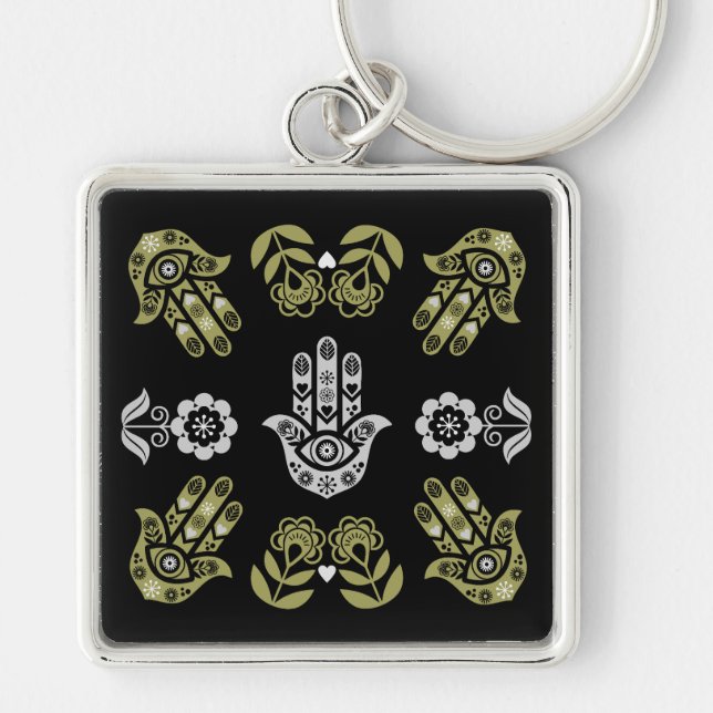 Chaveiro Arte de Proteção da Mão Hamsa (Frente)