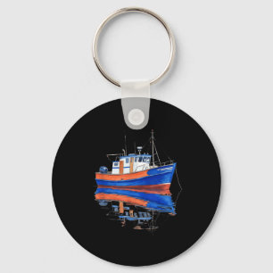 Chaveiro Arte de Reflexo de Água de Barco de Pesca Tranquil