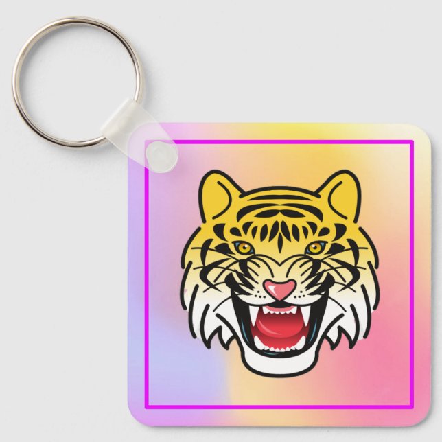 Chaveiro Arte de Rosto de Tigre Sorridente-21876 (Frente)