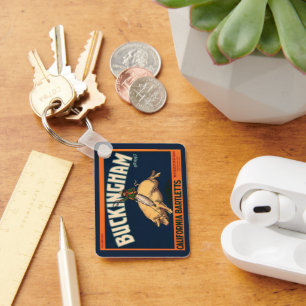 Chaveiro Arte de rótulo de caixa de frutas vintage Cowboy e