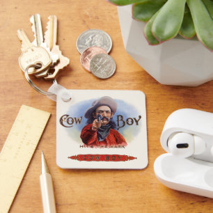 Chaveiro Arte de Rótulo de Charuto Antigo, Cowboy Acerta o 