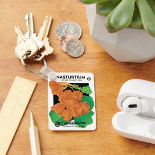 Chaveiro Arte de rótulo de pacote de sementes vintage, flor