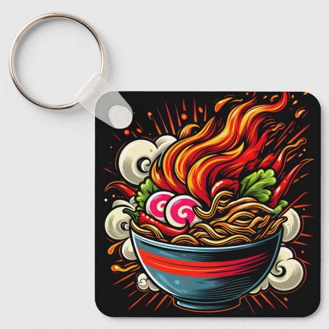 Chaveiro Arte de Rua de Ramen Japonês Apimentado (Frente)