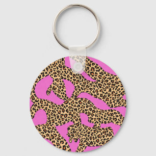 Chaveiro Arte de Silhueta de Leopardo Vibrante