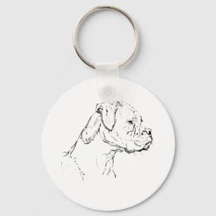 Chaveiro Arte de Tinta de Cachorro Boxer – Desenho de Linha