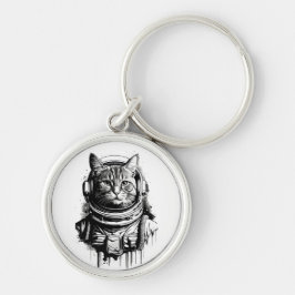 Chaveiro Arte de Tinta de Gato Astronauta
