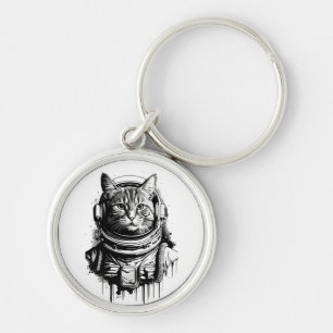 Chaveiro Arte de Tinta de Gato Astronauta