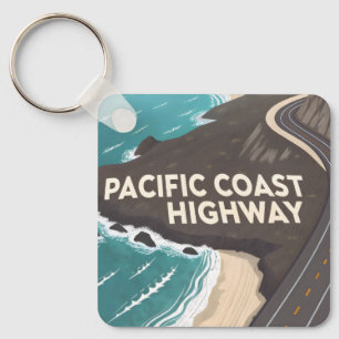 Chaveiro Arte de Viagem Retro da Pacific Coast Highway