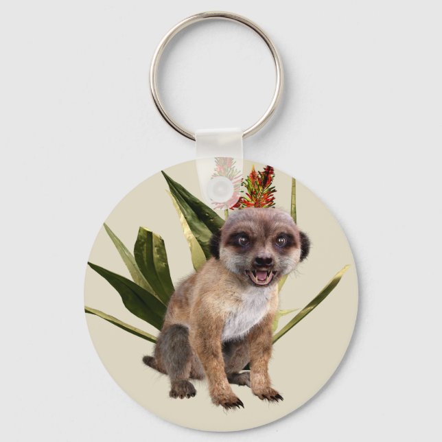 Chaveiro Arte de Vida Selvagem de Suricata Fofa com Aloé Fl (Frente)