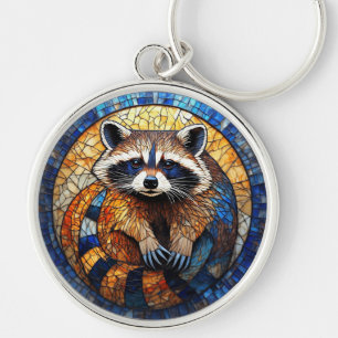 Chaveiro Arte de Vidro Pintado de Guaxinim