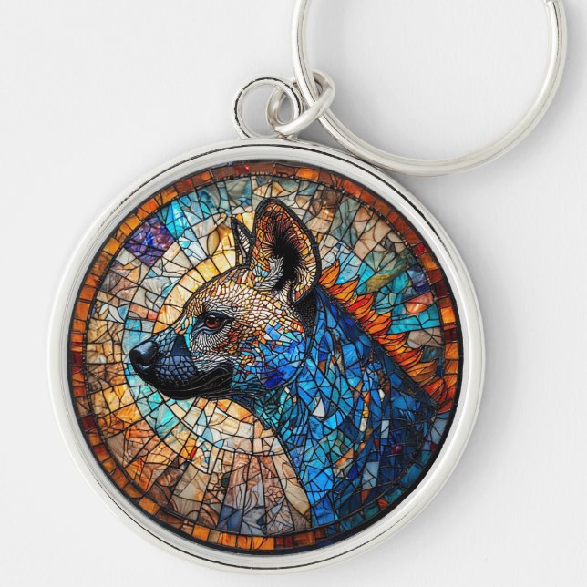 Chaveiro Arte de Vidro Pintado de Hiena (Frente)