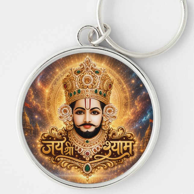 Chaveiro Arte Devocional Jai Shri Khatu Shyam Ji (Frente)