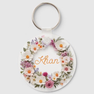 Chaveiro Arte digital com anel redondo floral/Personalizada