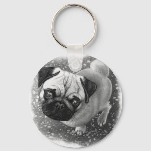 Chaveiro Arte do cão de filhote de cachorro do Pug