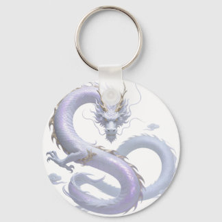 Chaveiro Arte do Dragão Branco | Estética de Fantasia Mític
