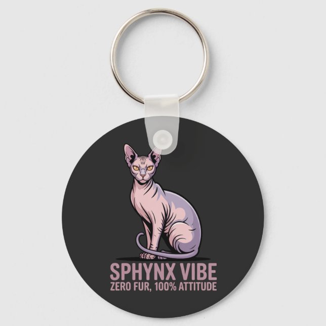 Chaveiro Arte do Gato Sphynx sob Luz Solar (Frente)