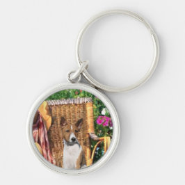 Chaveiro Arte do Jardim de Verão de Basenji