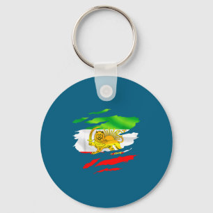Chaveiro Arte do Mapa da Bandeira do Irã Leão Sol