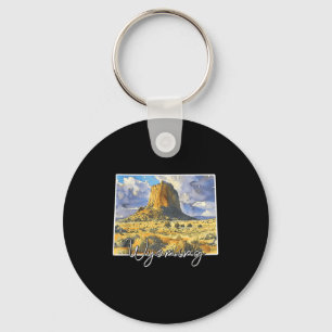 Chaveiro Arte em aquarela da paisagem de Wyoming para amant