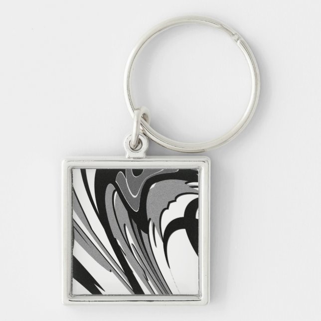 Chaveiro Arte em forma de preto e branco (Frente)