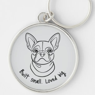 Chaveiro Arte em linhas de Bulldog Francês. Construído Pequ