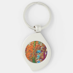 Chaveiro Arte em mármore laranja, verde, azul e roxo