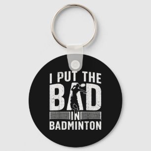 Chaveiro Arte Engraçada de Badminton Para Homens Mulheres E