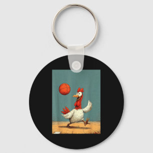 Chaveiro Arte engraçada de basquete de frango fofo