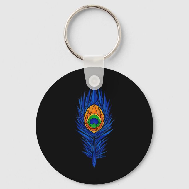 Chaveiro Arte Espiritual Hindu Geométrico Pena de Krishna (Frente)