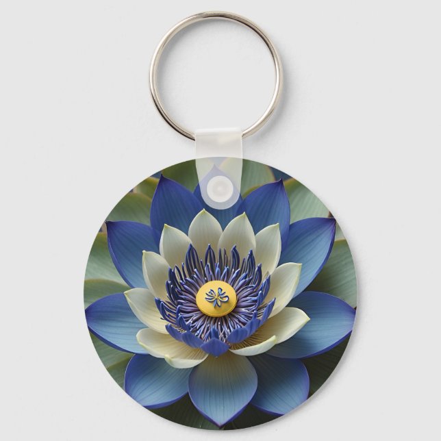 Chaveiro Arte Espiritual Zen Azul Flor (Frente)