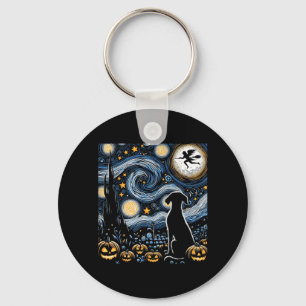 Chaveiro Arte Estrelada de Halloween Noite Arte Cachorro Ab