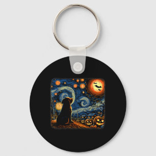 Chaveiro Arte Estrelada de Halloween Noite Arte Cachorro Pr
